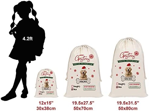Смешни Пекинески Дедо Мраз Вреќи Персонализирани Торби За Божиќни Подароци Од Ткаенина За Кучиња Со Божиќна Торба За Складирање Со Врвки За Подарок Памучна Постел