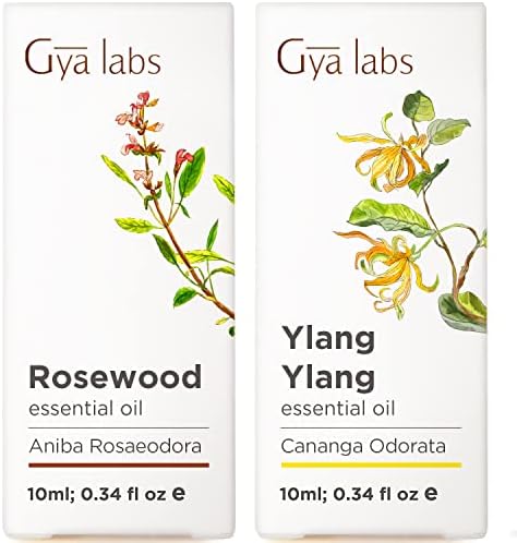 Масло од розово дрво и масло од ylang ylang - Gya Labs Balance Balance Поставен за олеснување на стресот и помирни расположенија - чисто терапевтско одделение за есенцијални масла -