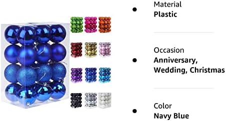 Емопек 24 парчиња Божиќни топки украси за Божиќна елка - 4 стилови на украси на новогодишни украси за новогодишна елка што