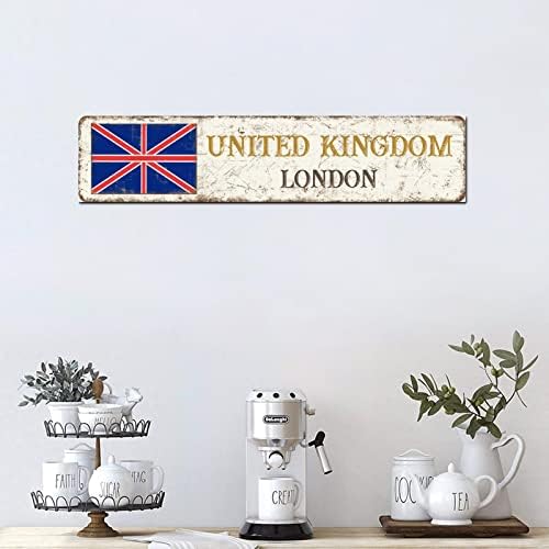 Madcolitote персонализирана улица на Велика Британија, знак рустикално лондонско знаме дрво знаци wallидни уметности рустикални wallидни украси