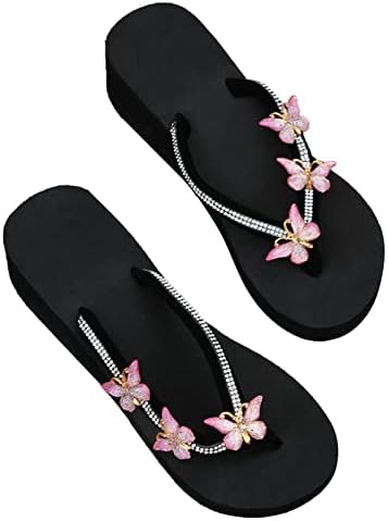 Rbculf женски флип-флоп чевли мода rhinestone лак-јазол наклон на отворена папучи за пети удобни клип-пети слајдови сандали на плажа
