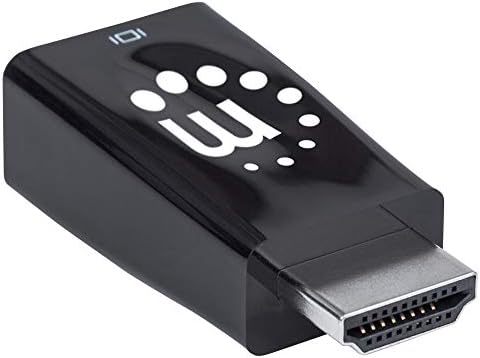 Производи на Менхетен HDMI до VGA Micro Converter, HDMI машки до VGA женски со аудио, опционално USB Micro -B Port Port, лесно поврзете