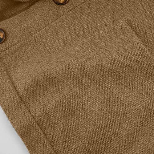 Менс џемпер Зимски моден шал јака копче за кардиган џемпер обичен долг ракав со цврста боја плетење палто
