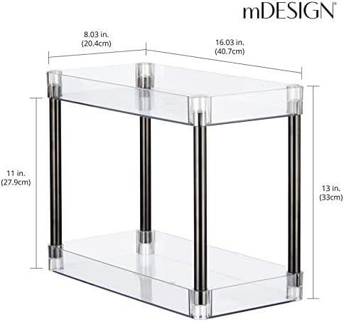 Mdesign тенок 2 -ниво на домаќинство за складирање на полици за складирање на полици за кабинет или бројач во бања, кујна, занаетчиска