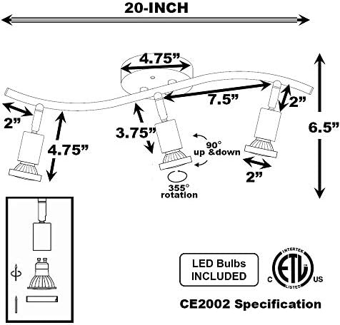 Цртичка n Директен DND 3-Прилагодлив Комплет ЗА Осветлување НА LED Патеката-Вклучени СЕ Закривени-GU10 LED Светилки. ЦЕ2002-ЛЕД-БЗ