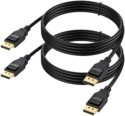 Urelegan 8k DisplayPort Cable 6 стапки 2-пакет, двонасочна 1,4 дисплеј порта DP до DP кабел Ултра голема брзина за монитор за игри со лаптоп