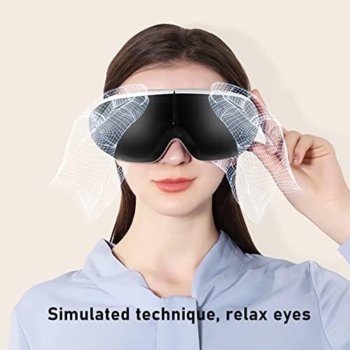 Масажарот за очи за очи Преносен масажер за очи за мигрена Bluetooth музика, режими на функции на очите со душек на воздухот Ослободете