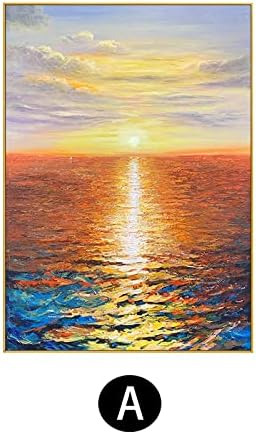 Густа текстура 3Д сликарство рачно изработено изгрејсонце крајбрежен луксуз и океан 3Д нож сликање платно масло сликање рачно насликана wallидна