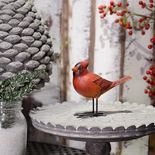 Декорации за фигури на Божиќни црвени кардинали на Braxio - Божиќни кардинали за колекционерски фигури статуи на птици 4.5x2x5,25 инчи
