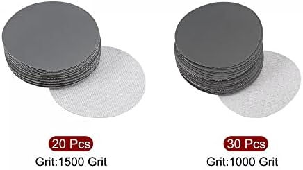 Uxcell 3 инчи влажни суви дискови за пескарење 1000 решетки, 1500 решетки и јамка од шкурка за јамка електростатски песок за садење силикон карбид 50 парчиња