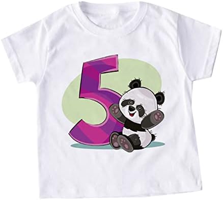 Момчиња за деца девојчиња летни кратки ракави панда цртани печати маички врвови на надворешната облека симпатична 5T момчиња со долг ракав