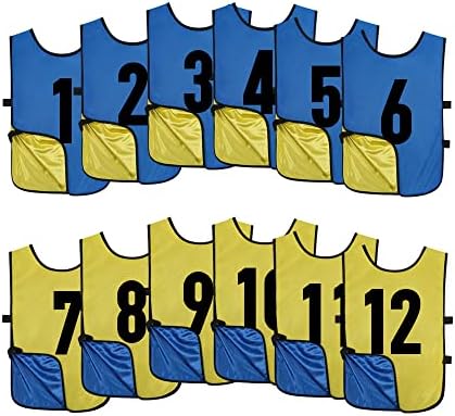 Saaifuu 12 пакет со реверзибилни нумерирани пилиња, двострана елек за скрипти, дресови за тимска вежба за деца и возрасни