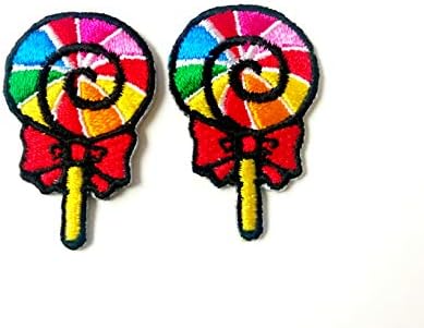 Сет од 2 мали. Мини виножито сладок линкоп бонбони слатки лого цртани филмови украсени шие на железо на лепенка за ранец од фармерки облека