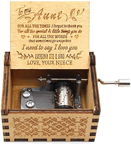 Дрвена музичка кутија Укебобо - Вие сте мојата музичка кутија за сонце, од внука до тетка, подароци за тетка, најновата дизајн музичка кутија