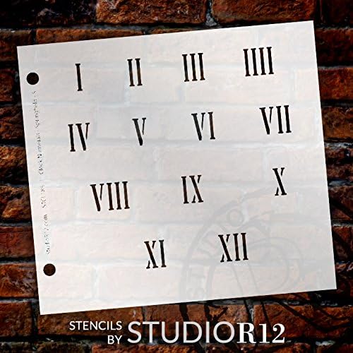 Часовни броеви матрици од Студиор12 | Елементи на римски броеви - Шаблон за еднократна употреба на Mylar | Сликарство, креда, мешани