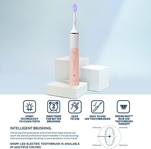 Снег LED Електрична четка за заби - Електронска четка за полнење за возрасни - Sonic технологија w/LED светло Белење и чистење напојување