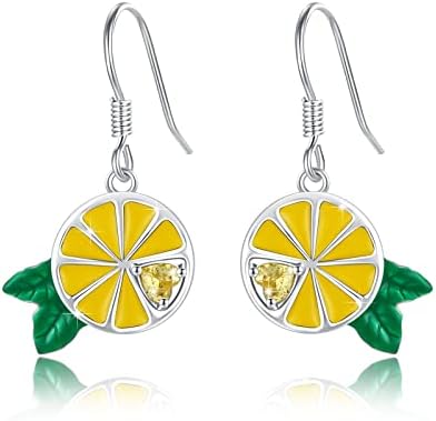Обетки Од лимон 925 Сребрени Овошни Обетки Со Капки Лимон Свежи Летни Обетки Симпатичен Подарок За Накит Од Лимон За Најдобар Пријател