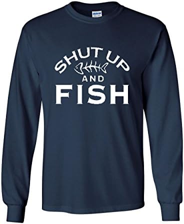 Замолчи и риба маица со долг ракав смешен риболов