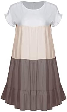 Fragarn женски обични фустани, женски летни модни обични печати секси фустани со кратки ракави