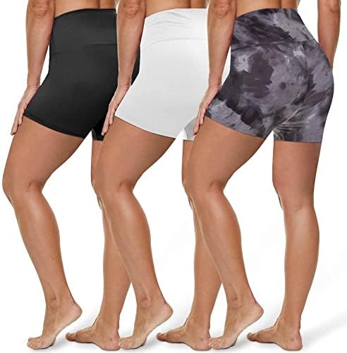 HLTPRO 3 пакет велосипедисти шорцеви за жени - мека мека од високи половини 8 женски шорцеви за тренинг, јога, трчање