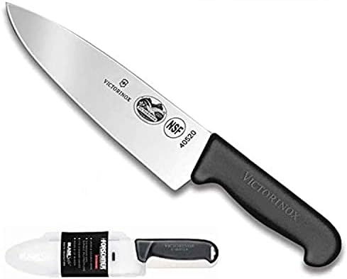 Швајцарската армија на Викторинокс, нож на готвачот „Фиброкс“, 8-инчен, црна, со прибор за јадење Викторинокс Бладесафе за 8-инчни до 10-инчни