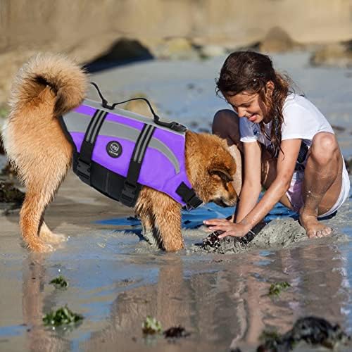 Emust Life Lifes за кучиња, лесен зачувач на мали/средни/големи кучиња, животен јакна за кучиња за пливање/брод/вода, животна