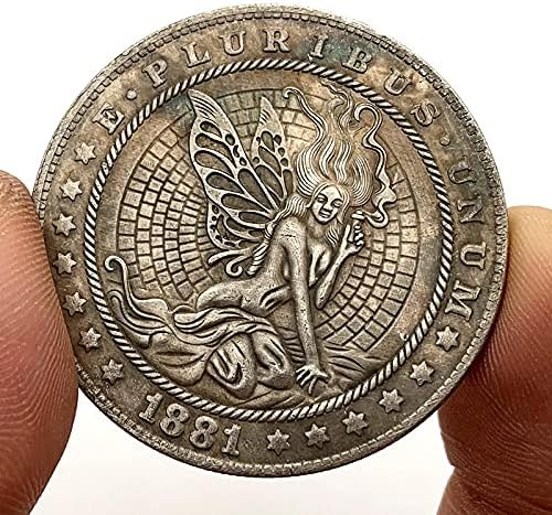 1881 Пеперутка Убава Девојка Скитници Монета Комеморативна Колекционерски Паричка Подарок Среќа Предизвик Монета
