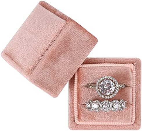 Никгор Кадифе прстен кутија Три слотови, подарок за предлози за ангажман и фотографии од свадбени бендови - кутии за прстен за накит во правоаголник