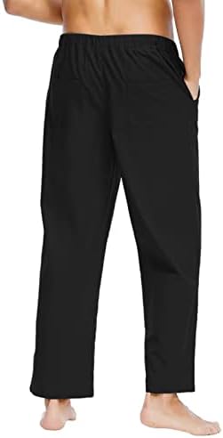 Озммјан карго панталони за мажи цврсти обични еластични еластични памучни памучни ленти од памук од памук опуштени панталони панталони