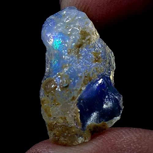 Кришна Хаи 8,65 CTS Ultra Fire Black Ethiopian Opal Rough Stone, природен опалски карпести кристали скапоцен камен, камења за правење