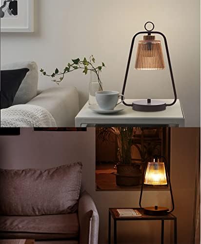 Индустриска табела за ламба на Bodkar со USB порта, рустикална ламба затемнета ноќна светло стакло за стакло за дневна соба