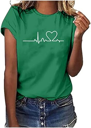 Врвна маица за девојки лето есен за удобност боја на кратки ракави 2023 облека памучна графичка работа смешна блуза H8 H8