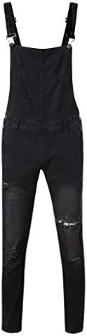 Ymosrh лесни панталони мажи обични фармерки со џемпери мијат скршен џеб панталони суспендирани панталони густа зима
