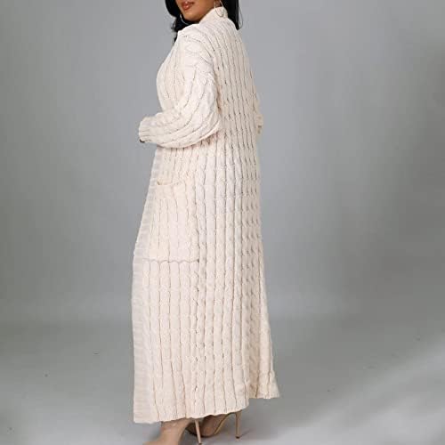Tunuskat кардиган за жени долга отворена предна есен зимски бучен кабел плетен кардиган џемпери секси прекрасно обвивка макси максима
