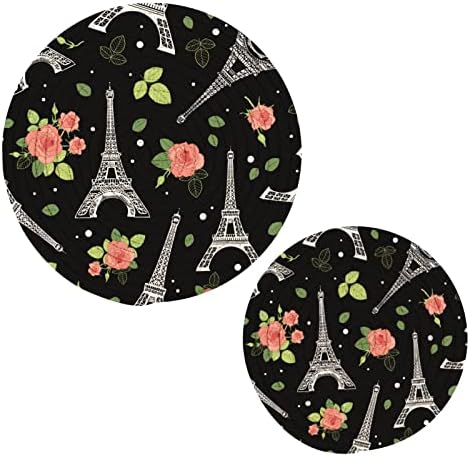 Еифел кула Париз и рози тенџере за кујнски тристери за топли садови 2 парчиња отпорни на топлина, отпорни на топлина, чиста памучна
