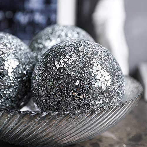 Цели домаќинки | Декоративни топки | Сет од 3 стаклени декоративни топки за чинии | 5 Дијаметар | Декоративни топки за чинии за централи | За дома/градина/кујна | Модерн