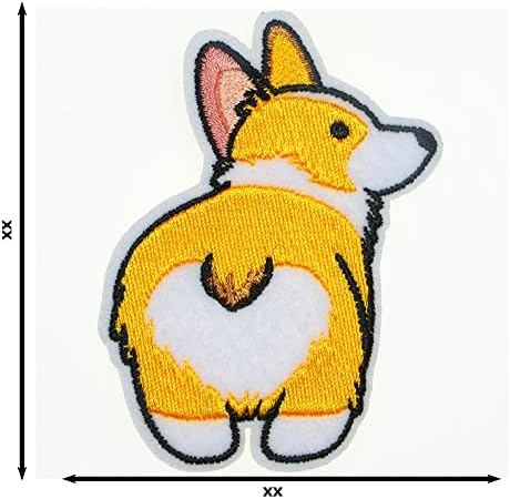 JPT - куче што покажува задник Shiba Inu животно извезено Апликација Ironелезо/Шие на закрпи, симпатична лого -лепенка на елек за кошула со јакна од џин, торба за облека
