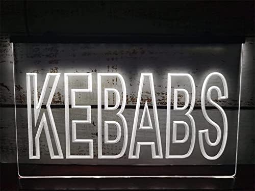 DVTEL Kebabs Неонски Знак Led Моделирање Светло Прозрачни Букви Табла Акрилни Панел Неонски Декоративни Светлина, 40x30cm Хотел Ресторан Бар