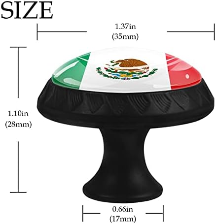 12 Парчиња Знаме На Мексико Стаклени Копчиња За Фиоки за Комоди, 1.37 х 1.10 Во Тркалезна Кујна Кабинетот Повлекува За Домашна Канцеларија Расадник