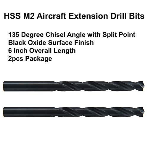 MaxTool 9/32 x6 2 парчиња Идентични вежби за проширување на авионите HSS M2 Екстра долги длабоки вртења на вежба за вежбање директно, целосно залепено црно; ACF02B06R18P2