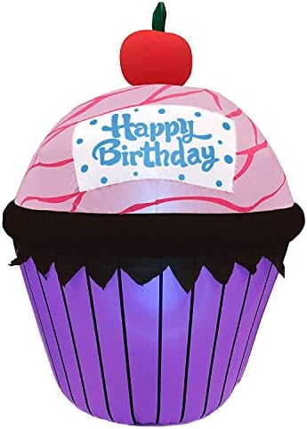 Jumbo надувување на среќен роденден торта | Декорација на надуени забави со екстра голем роденден, надуен надуен вентилатор се надува во моменти