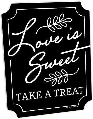 Голема точка на среќа Црната loveубов е слатка знак - свадбени торта и десертни украси за маса - печатени на здрав пластичен