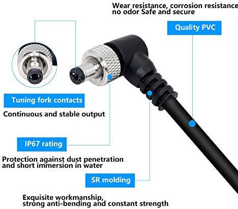 SINLOON 10FT DC продолжен кабел 90 степени DC адаптер за напојување приклучок 5,5 mm x 2,1 mm машко до женско продолжено жица со заклучување на