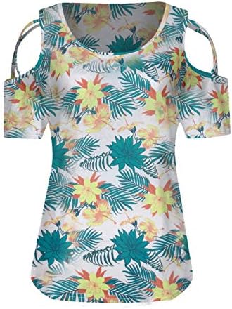 IYYVV жени лето кратки ракави со ладно рамо маица врвови блузи