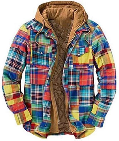 Pxloco наредени јакна за шахти мажи фланел худи ватиран мажички шари долги симпатични есенски кошули за мажи плус големина карирана јакна