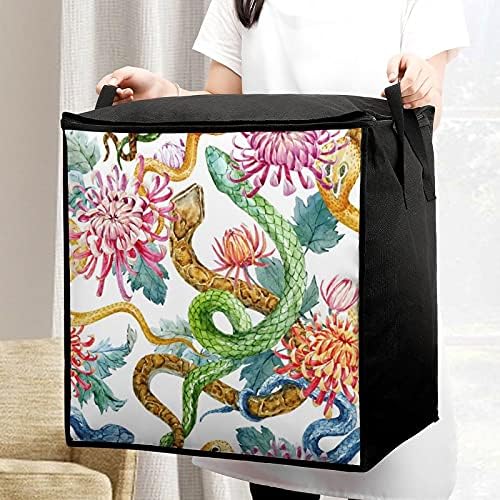 Боја Моливи Змии И Цвеќиња Голем Јорган Торба За Складирање Кутија Патент На Врвот За Облека Перница Утешител