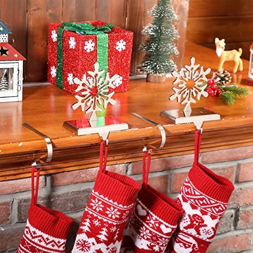 Нуого 8 Спакувајте Божиќни Држачи За Чорапи За Снегулки За Мантија, Куки За Лизгање Метални Куки Прилагодливи Божиќни Чорапи Закачалка За Домашен Камин Клипови За ?