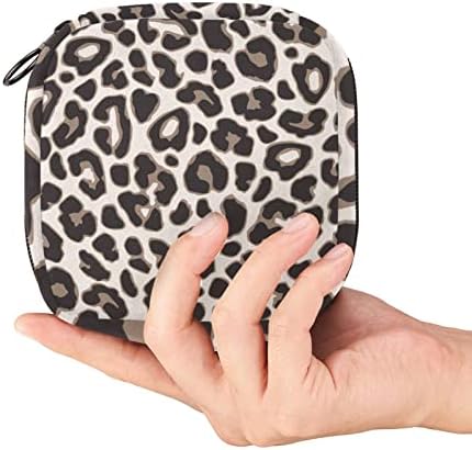 Браун леопард шема санитарна торба за складирање на салфетка за салфетка, преносен период, торбички торбички за период менструална чаша