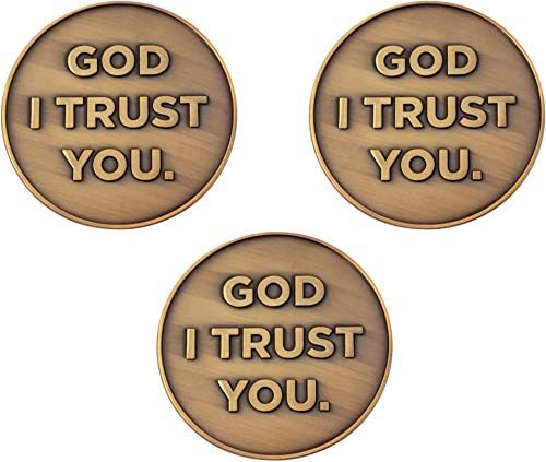 Бог Ти Верувам, Рефус Пакет од 3, Изреки 3:5-6 Христијански Предизвик Монети, Доверба Во Господ Со Сето Свое Срце, Џебен Знак На Доверба И Спокојство, Верски Посветен Мо