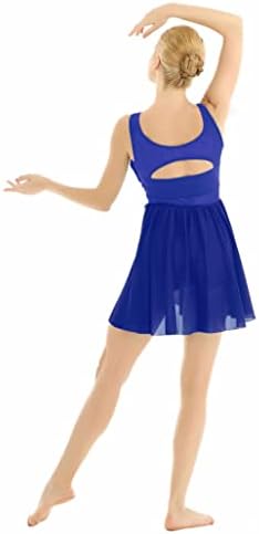 Moggemolенски женски илузија v-врат лирски танц фустан шифон проток со високо ниско здолниште леотарски костум за танцување